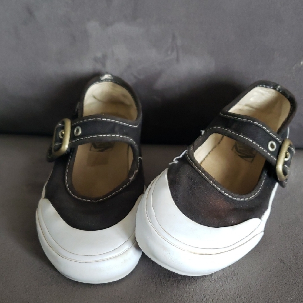 Vans Kids Black and White Buckle Dress Shoes